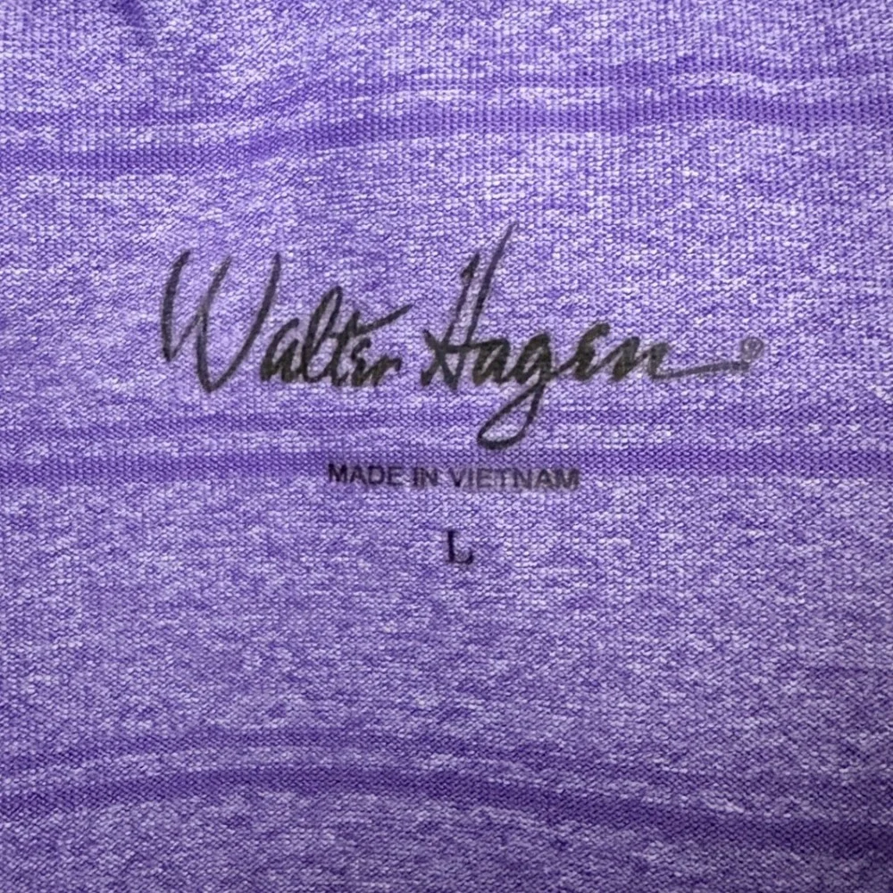 Walter Hagen Mens‎ Purple Striped Golf Polo Shirt Large Performance Short Sleeve